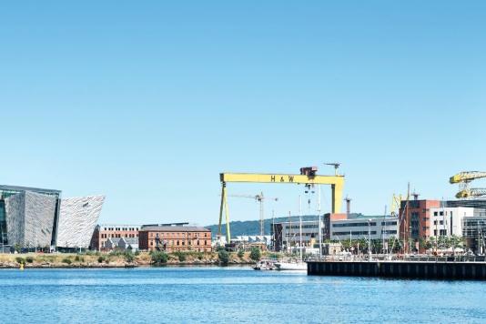 Picture of Belfast Lough overlooking Harland and Wolff cranes